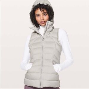 Lululemon Down Filled Puffer Vest Removable Hood Chrome Womens Small 6